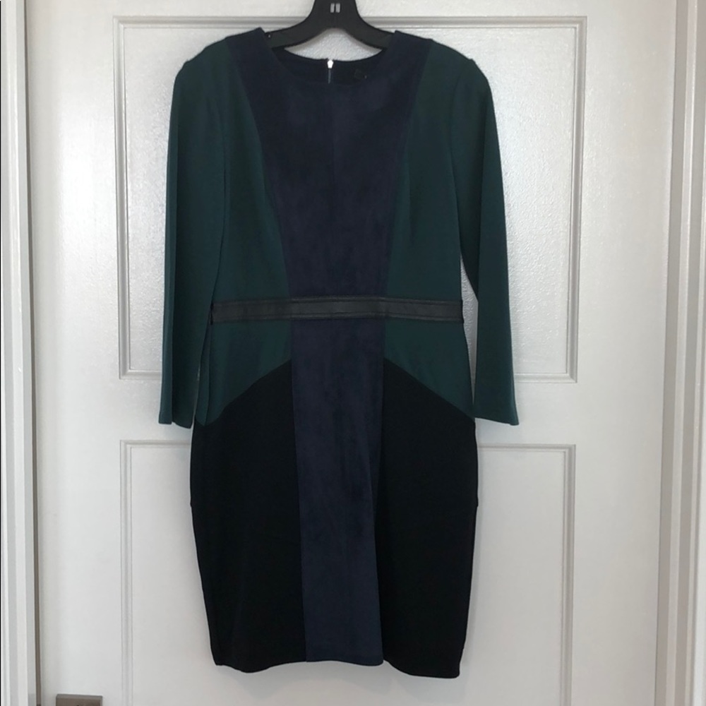 BCBG Beatrix faux suede and leather dress